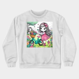 Éclats de Bonheur : Une Petite Fille et Sa Bicyclette Magique Crewneck Sweatshirt